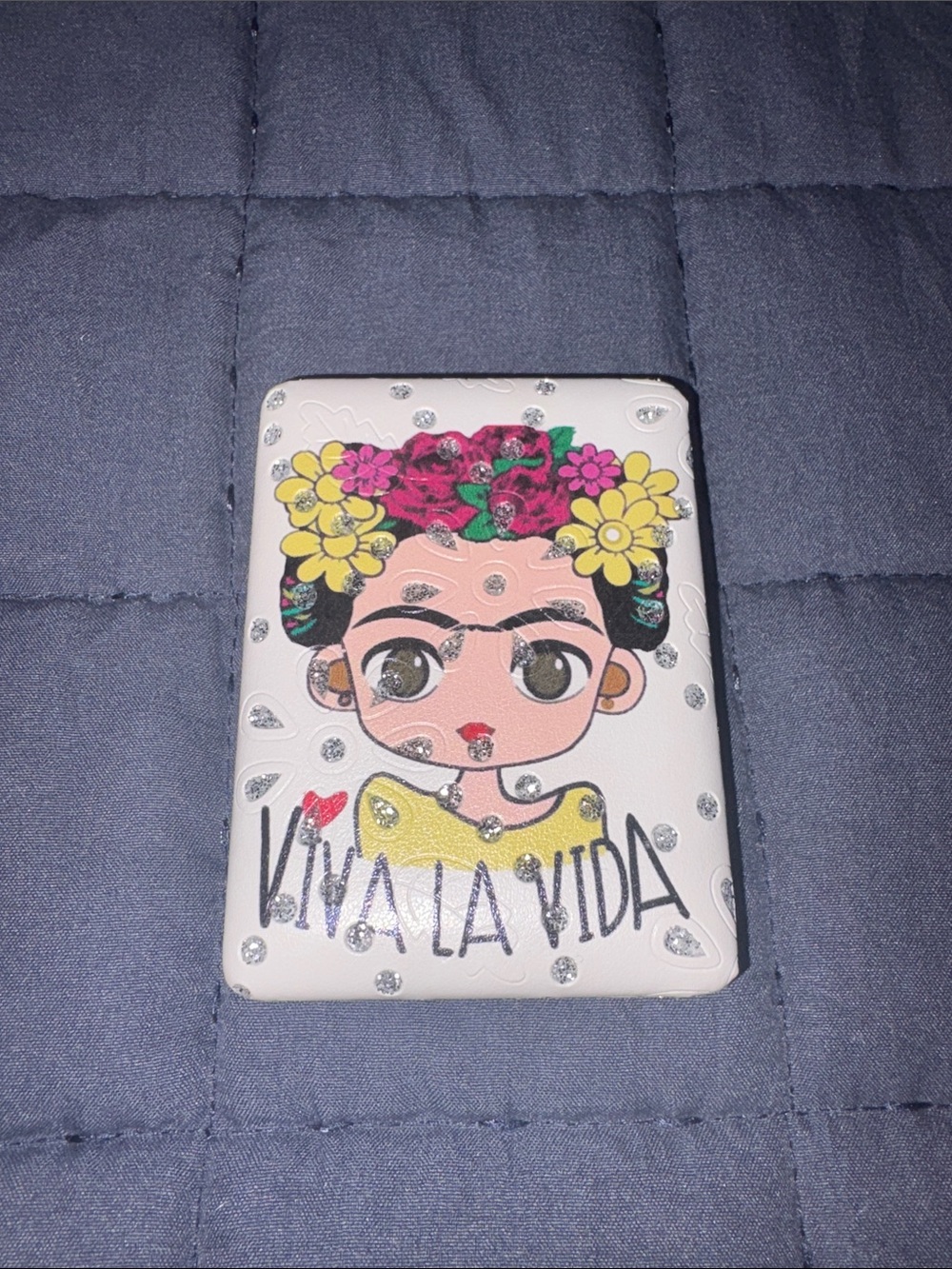 Frida Kahlo Inspired 'Viva La Vida' White Pocket Mirror